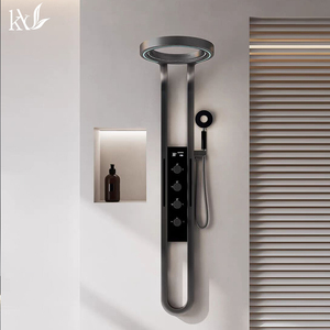 Juego de grifería de <span class=keywords><strong>ducha</strong></span> tipo cascada de latón Yake con iluminación LED, agua fría y caliente, sistema SPA montado en la pared para baño - Product Image 1
