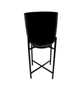 Maceta de jardín de lujo moderna con acabado negro mate Macetas de suelo independientes de forma redonda a precio económico - Product Image 3