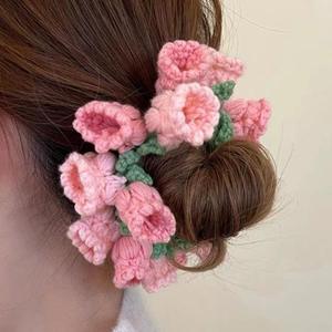 Accessoire de cheveux fait main au design délicat, élastique à cheveux transfrontalier en forme de fleur de muguet, en coton - Product Image 1