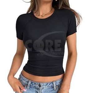 Haute qualité personnalisé femmes col rond haut court t-shirt court sport respirant Slim Fit entraînement débardeur - Product Image 6