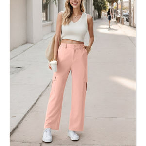Soft Fabric Cargo Pants for <b>Women</b> Loose Comfortable Straight Leg Mid Waist Everyday <b>Trousers</b> - Product Image 5