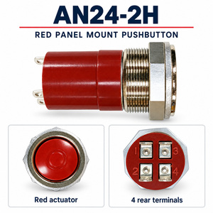 Interrupteur à bouton-poussoir rond rouge AN24-2H 10A 250V DPST momentané à montage sur panneau métallique - Product Image 3