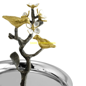 Soporte de servicio de acero inoxidable de dos niveles con centro de mesa de diseño de pájaro Bandeja de postre de metal decorativa Exhibición para pasteles Frutas Snack - Product Image 3