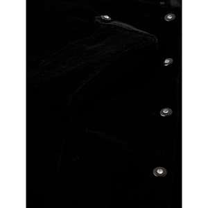 Divena A-Line Robes décontractées Haut en velours solide noir avec design de chemises élégantes - Product Image 4