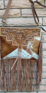 Bolso bandolera con flecos de cuero turquesa bohemio de lujo con solapa bordada de piel sintética, bolso de hombro con borlas bohemias, bandolera de estilo occidental - Product Image 2