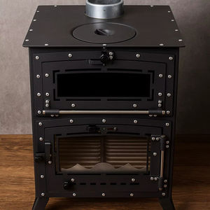Wood Burning Stove with Oven and Glass <b>Door</b> – Freestanding Cooker <b>Heater</b> with Top Cooking Plate - Product Image 1