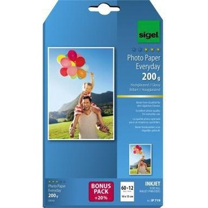 กระดาษภาพถ่ายสีขาวเงาสูง SIGEL Everyday ขนาด 10 x 15 ซม. 200 กรัม/ตร.ม. 72 แผ่น/แพ็ค - Product Image 1
