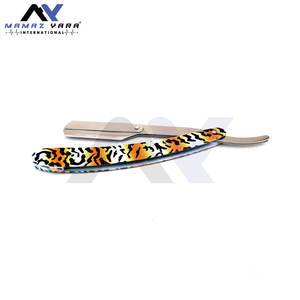 Rasoirs professionnels à lame droite pour barbier, manche recouvert de papier, système de verrouillage pivotant, rasoir pour homme pour la mise en forme de la moustache et de la barbe - Product Image 2