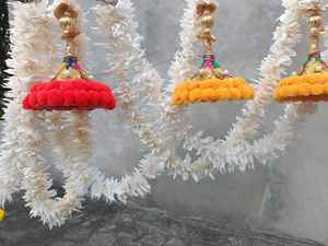 Chaîne de cloche de jasmin Gota faite à la main parfaite pour les guirlandes de jasmin blanc toile de fond de fête de mariage indien Mehndi mariage Mandap scène - Product Image 5