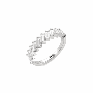 Baguette Cut Diamond Half Eternity Style Banda de compromiso para mujer - Product Image 6