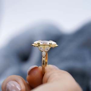 IGI Certified Vintage Marquise Engagement <b>Ring</b> Double Prong <b>Diamond</b> <b>Ring</b> with Side Stones - Product Image 3