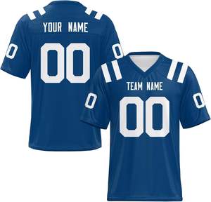 Camiseta de fútbol americano personalizada al por mayor, malla de poliéster transpirable, tejido de secado rápido, impresión por sublimación OEM corta para equipo - Product Image 2