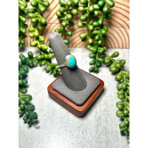 Navajo-Made Fine Jewelry Kingman Turquoise & Sterling <b>Silver</b> <b>Statement</b> <b>Ring</b> Size 6.75 for Everyday Wear - Product Image 2