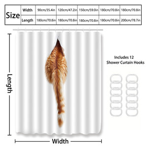Custom Printed Waterproof Shower Shower <b>Curtain</b> for Bathroom Waterproof Polyester with <b>Hooks</b> - Product Image 4