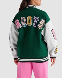 Streetwear Wool Varsity Jacket Trendy Retro Letterman Jacket avec manches et col contrastés - Product Image 5