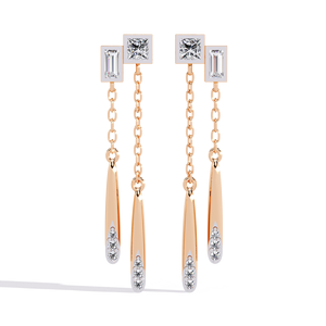 Élégantes boucles d'oreilles pendantes octogonales plaquées or jaune avec diamants pour femmes, idéales pour mariages et occasions spéciales, provenant d'Inde - Product Image 1