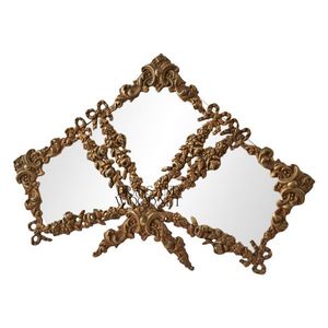 Cadre en laiton fait main de triple miroir décoratif en cuivre antique avec un design vintage orné maison élégante de style classique - Product Image 1