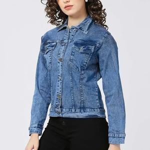 Chaquetas vaqueras de algodón 100% de alta calidad para mujer, transpirables y a un precio razonable para las estaciones de invierno con decoración de botones - Product Image 2