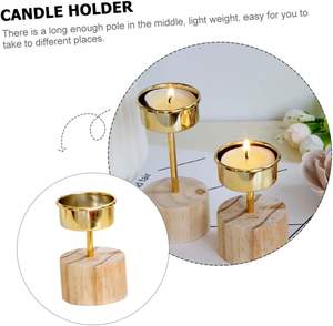 <b>Wooden</b> Tea Light Candle Holder Nordic Golden <b>Candlestick</b> Desk Topper Fireplace Decor Wood Decor Wedding Decor Wood Candle Stand - Product Image 3