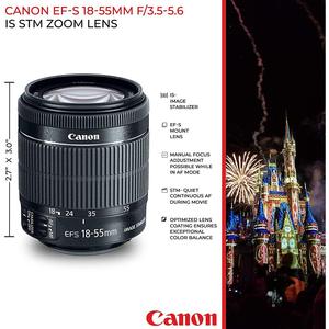 Appareil photo reflex numérique Rebel T7 avec objectif HD 18-55 mm et 75-300 mm, ensemble comprenant un sac à bandoulière, des cartes mémoire, un objectif grand angle, un téléobjectif, un trépied - Product Image 6