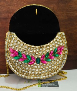 Handmade Feng Shui Rhinestone Crystal Diamond Brass <b>Clutch</b> Purse for Women Evening Wedding with <b>Pearl</b> Clasp Shiny Mosaic - Product Image 4