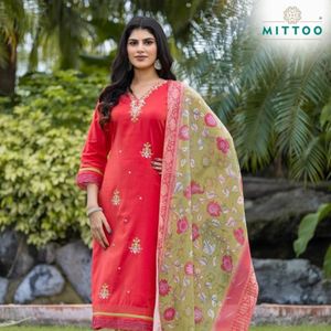 Conjunto Kurti Moderno y Elegante de Organza de Viscosa, Sin Arrugas, Ligero, para Fiestas, Traje Étnico con Parte Inferior y Dupatta a Juego, al por Mayor - Product Image 5