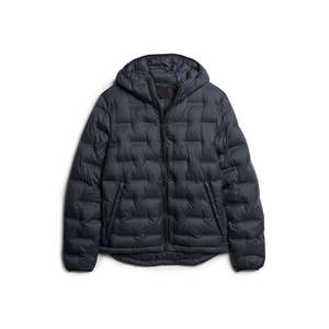 Chaqueta de Invierno Acolchada Gris para Hombre con Logotipo Personalizado, Cuello Alto, Diseño Impermeable con Capucha de Tela de Lona - Product Image 1