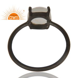 Anillo apilable de plata de ley con piedra de Luna Blanca natural, joyería personalizada - Product Image 4