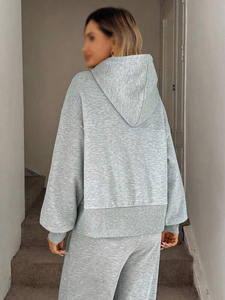 Sudadera con Capucha de Punto para Mujer al por Mayor, Estilo Holgado con Hombros Caídos, Dobladillo y Puños de Canalé Ancho, con Cordón Ajustable, Informal para Invierno - Product Image 2