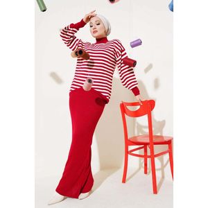 ชุดถักลายแนวนอน2ชิ้นสีแดง - Product Image 2