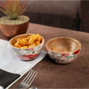 Juego de 2 ensaladeras de madera de mango de diseñador con acabado elegante, perfecto para servir sopa y comida de mesa elegante - Product Image 2