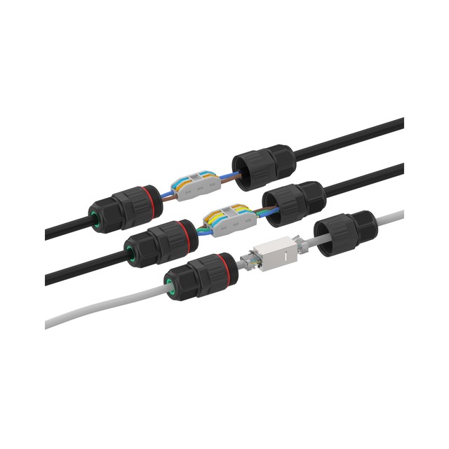 M27 Waterproof Outdoor Luminaires Connector Junction Box 2/3PIN Press Lock with Copper Contact & Nylon Housing RJ45 Cable Socket