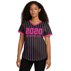 เสื้อเบสบอลแบบสวมหัวลาย Pinstripe เสื้อถัก100ผ้าโพลีเอสเตอร์ตาข่ายคอวีเสื้อถักรัดรูปสำหรับสโมสรฟุตบอลปีที่2020 - Product Image 1