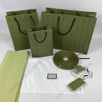 Boîtes et sacs d'emballage cadeau de luxe à motif rétro, de haute qualité, de marque internationale verte, pour ensembles de bijoux, en papier