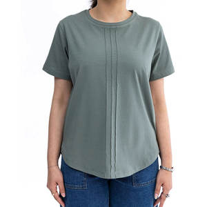 Camiseta lisa de algodón de manga corta de calidad superior para mujer Camiseta de verano de ajuste relajado de tela suave de Color sólido elegante para damas - Product Image 5