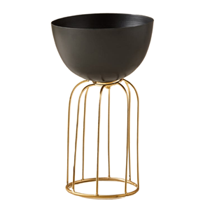 Maceta de Interior de Metal de lujo con soporte de Base Balcón Sala de estar Nuevo diseño americano Maceta negra moderna - Product Image 1