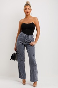 Fabricant de jeans personnalisé taille haute ample surdimensionné délavé à l'acide pantalon vintage en denim à jambes larges pour femmes - Product Image 5