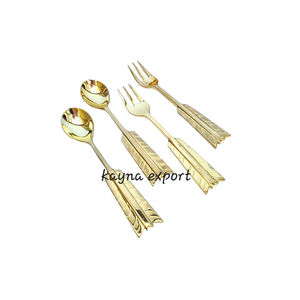 Juego de Cubiertos de Acero Inoxidable Chapado en Oro con Acabado de Espejo, Diseño Moderno y Artesanal, Mango Corto, para Cocina - Product Image 1