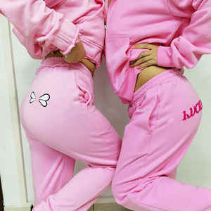 Ropa de calle personalizada chándal corte coser apliques desgastado bordado parche recortado Sudadera con capucha y pantalones de chándal conjunto chándales para mujeres - Product Image 4