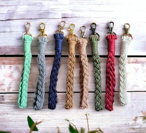 Beautifully Handmade Macrame Braided <b>Wristlet</b> Keychain Cotton Knotted Keyring, Macrame Bangle <b>Wristlet</b> Keychain - Product Image 2