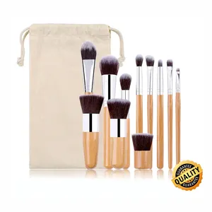 11pcs 6pcs High Quality Makeup tools Nature Hair Bamboo Make up Brushes Private Label Makeup Brush Set With Bag