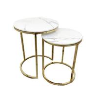 Ensemble de table de salle à manger et de salon moderne pour la maison, 2 pièces, design unique, plateau en bois doré, fer forgé, personnalisable, décoratif, café