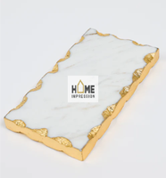 HOME IMPRESSION Gold Edge Luxury Hotelware, couvercle en marbre minimaliste, résistant à la chaleur, écologique, design personnalisé, emballage personnalisé