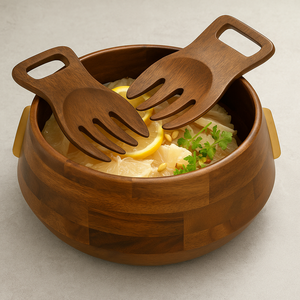 Ensemble de bol en bois élégant fait à la main classique sans danger pour les aliments Technique polie personnalisable pour les fêtes Snacks de table servant - Product Image 6
