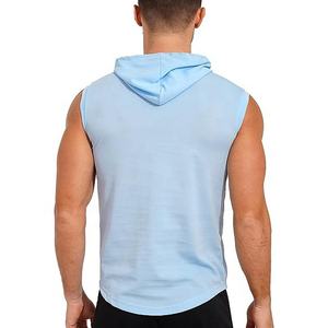 OEM Custom <b>Men's</b> Summer <b>Sleeveless</b> Gym <b>Hoodie</b> Oversized Breathable Muscle 3D Embroidery French Fabric Plain Dyed Solid XS Size - Product Image 3