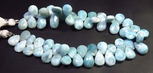 Lote de cuentas de pera de pectolita azul natural, 9-14mm, lote de cuentas de gemas de Larimar de 8 ", lote de cuentas facetadas de Larimar al por mayor - Product Image 2