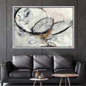 Lienzo de arte abstracto moderno, impresión decorativa negra, arte de pared grande, regalo hecho a mano, 1 pieza: con marco blanco - Product Image 1