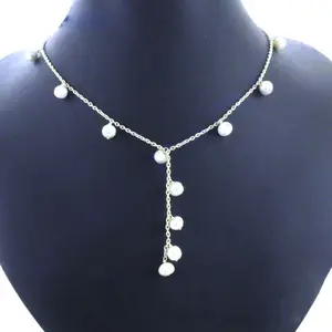 Collier en argent chic avec perle pour femme, bijou élégant pour les fêtes, cadeau - Product Image 2