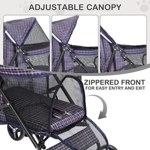 รถเข็นสำหรับเดินทางสำหรับสัตว์เลี้ยงแบบพับได้พร้อมกระเป๋าซิปสำหรับการเดินในชีวิตประจำวันทำจาก TH-PPS-028 - Product Image 4