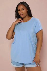 Ropa personalizable, camiseta de núcleo azul claro de alta calidad para mujeres de talla grande, estilo informal amigable con el verano, OEM de Bangladesh - Product Image 3